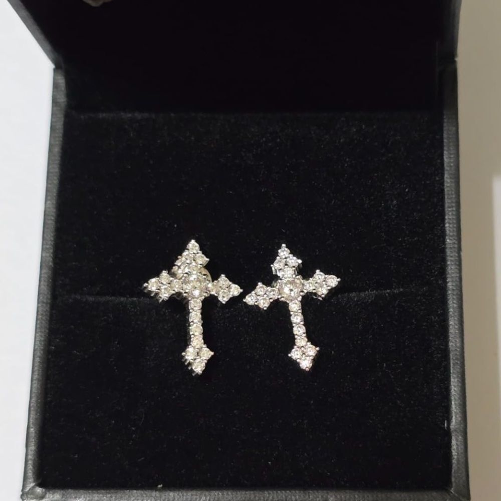 Moissanite Cross Stud Earrings 925 Silver Crucifix VVS1 D Color Luxury Unisex